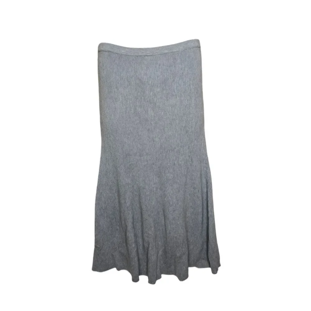 NEW Peruvian Connection gray smoke ribbed Selborne sweater knit‎ maxi skirt L